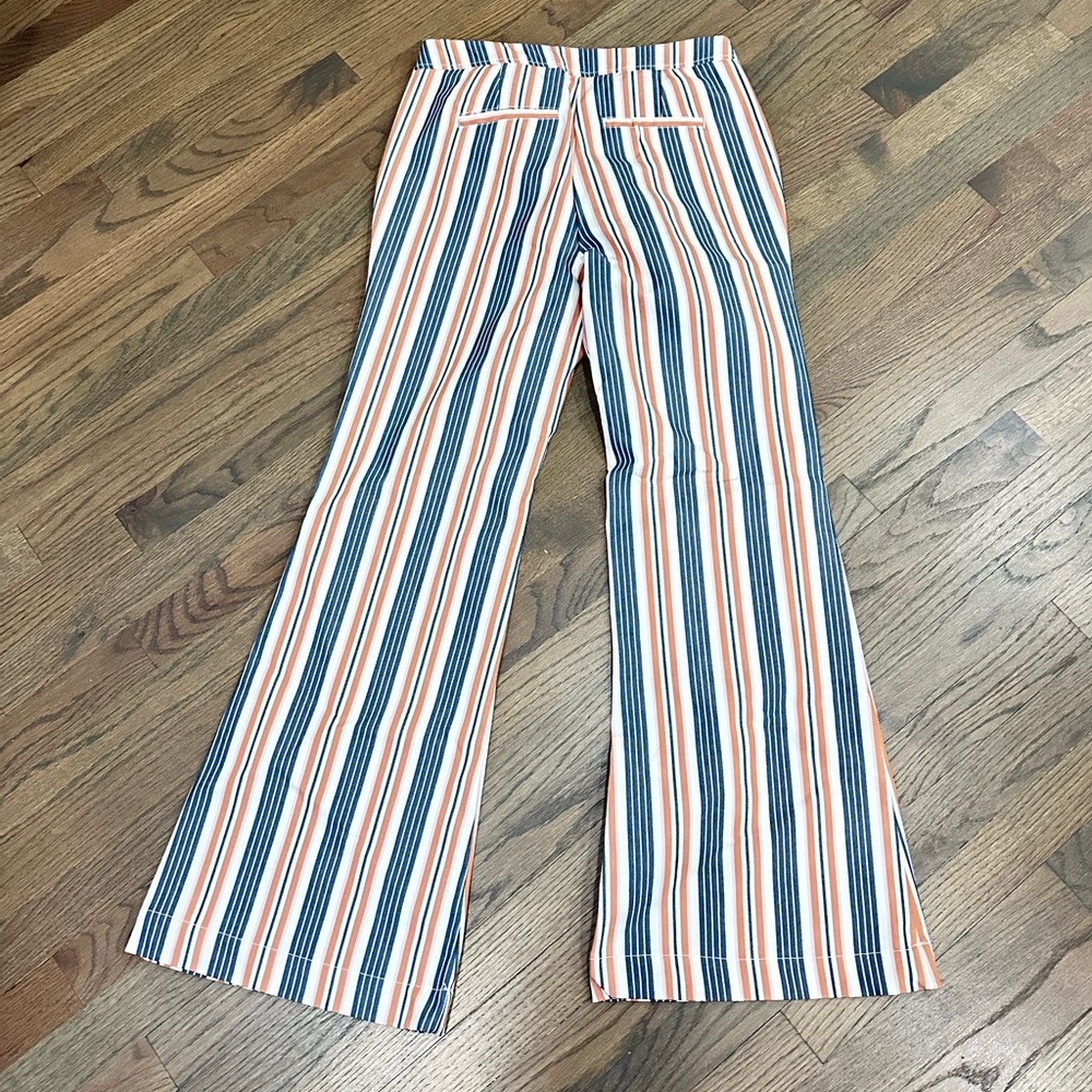 Anthropologie Women’s Mid Rise Trousers Flare white, orange and blue - Picture 4 of 7